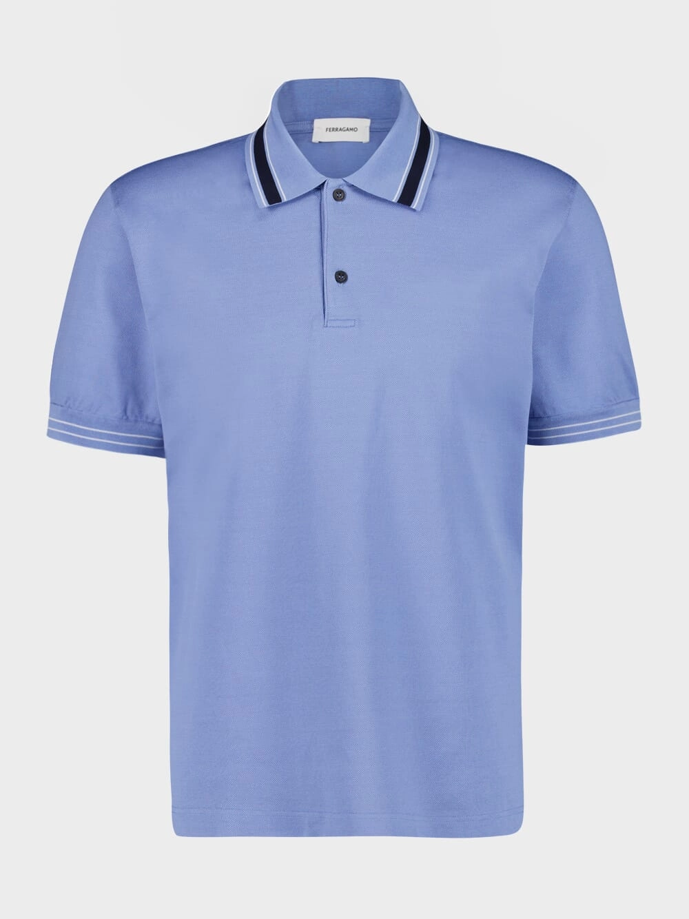 Light Blue Cotton Piqu Polo Shirt Tops Mens - men's t-shirts outlet