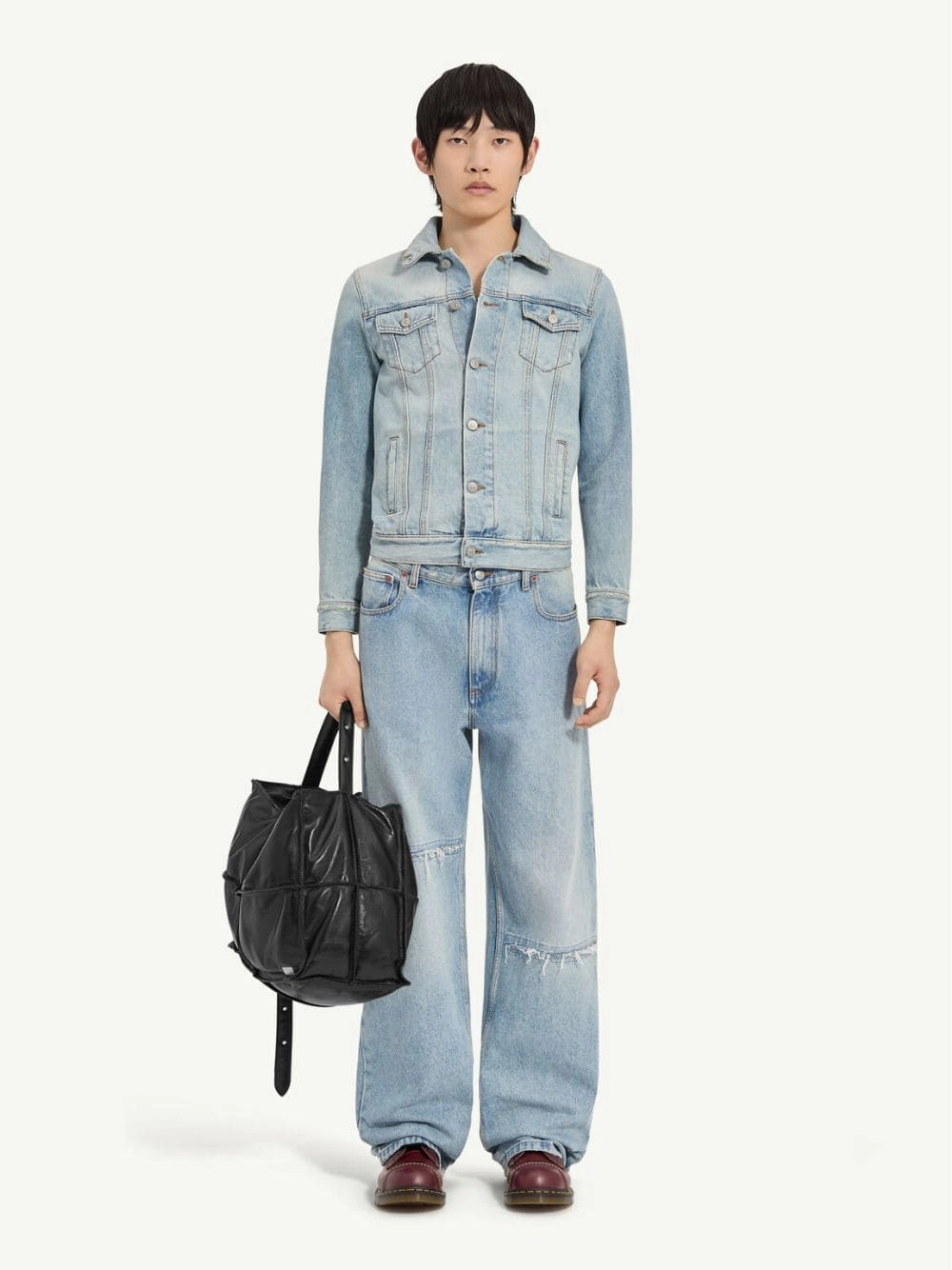 Light Blue High-Waisted Denim Trousers