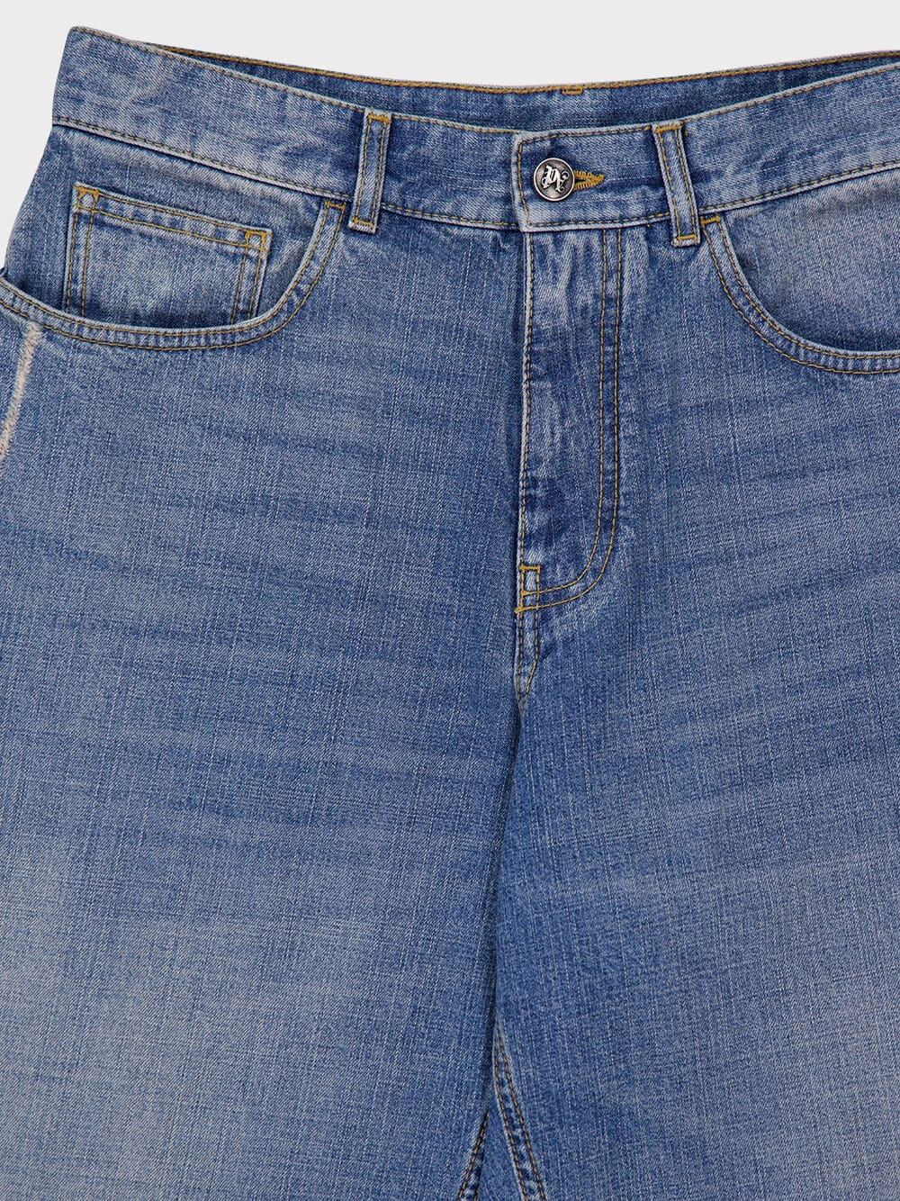 Light Blue Lasered Logo Denim Pants