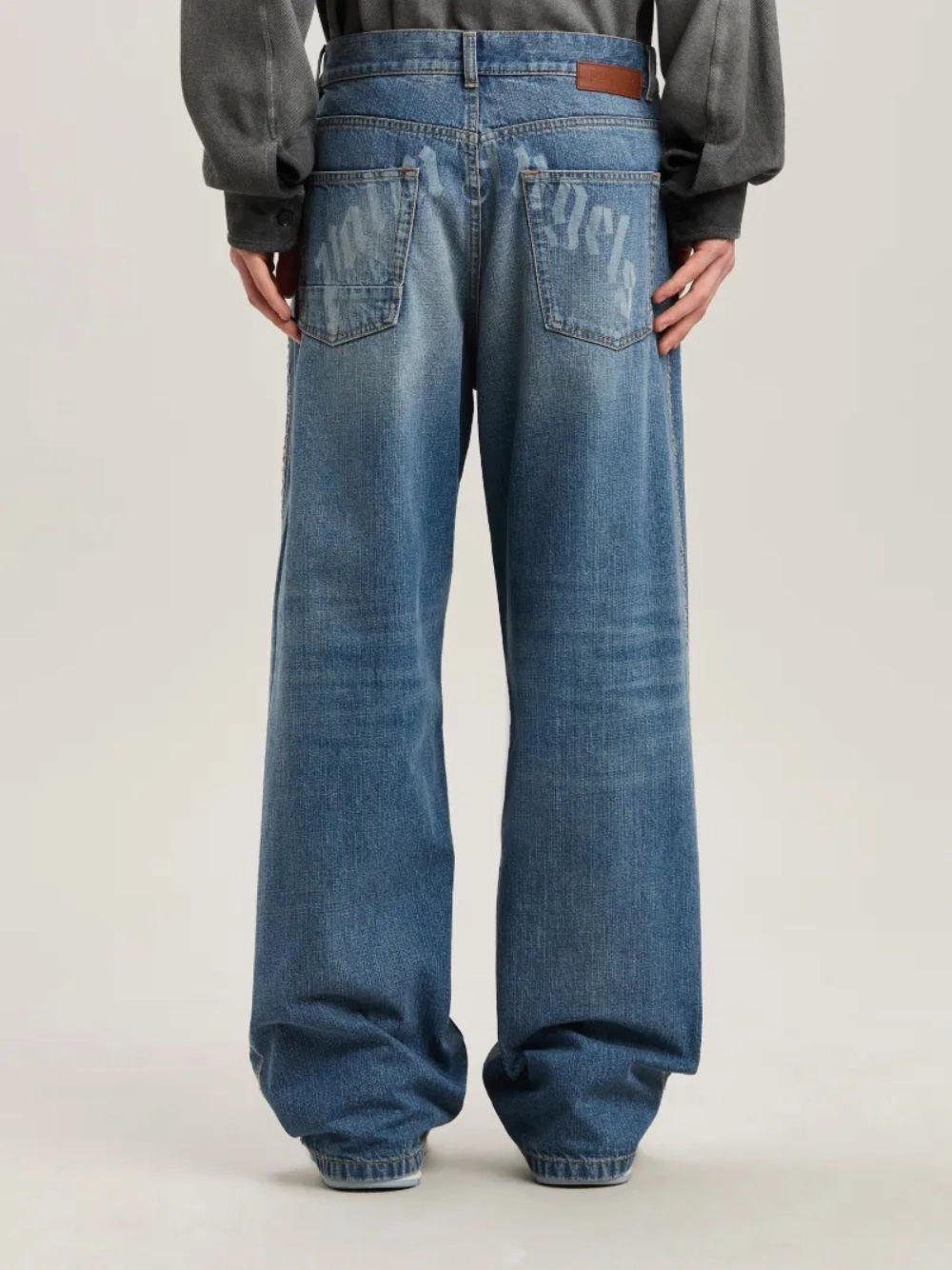 Light Blue Lasered Logo Denim Pants