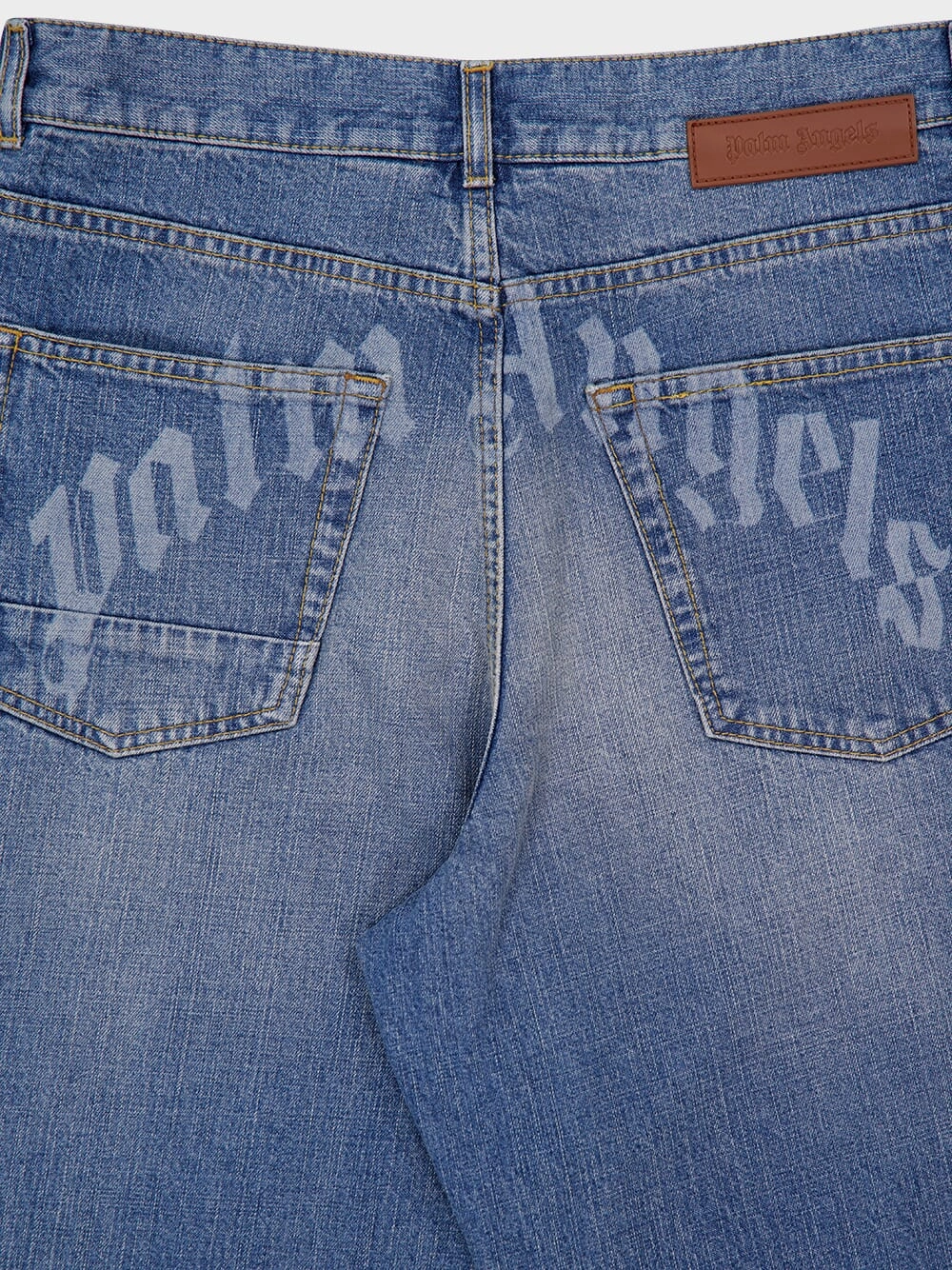 Light Blue Lasered Logo Denim Pants