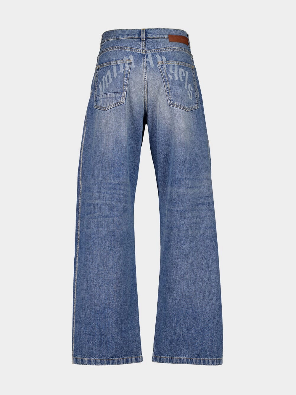 Light Blue Lasered Logo Denim Pants
