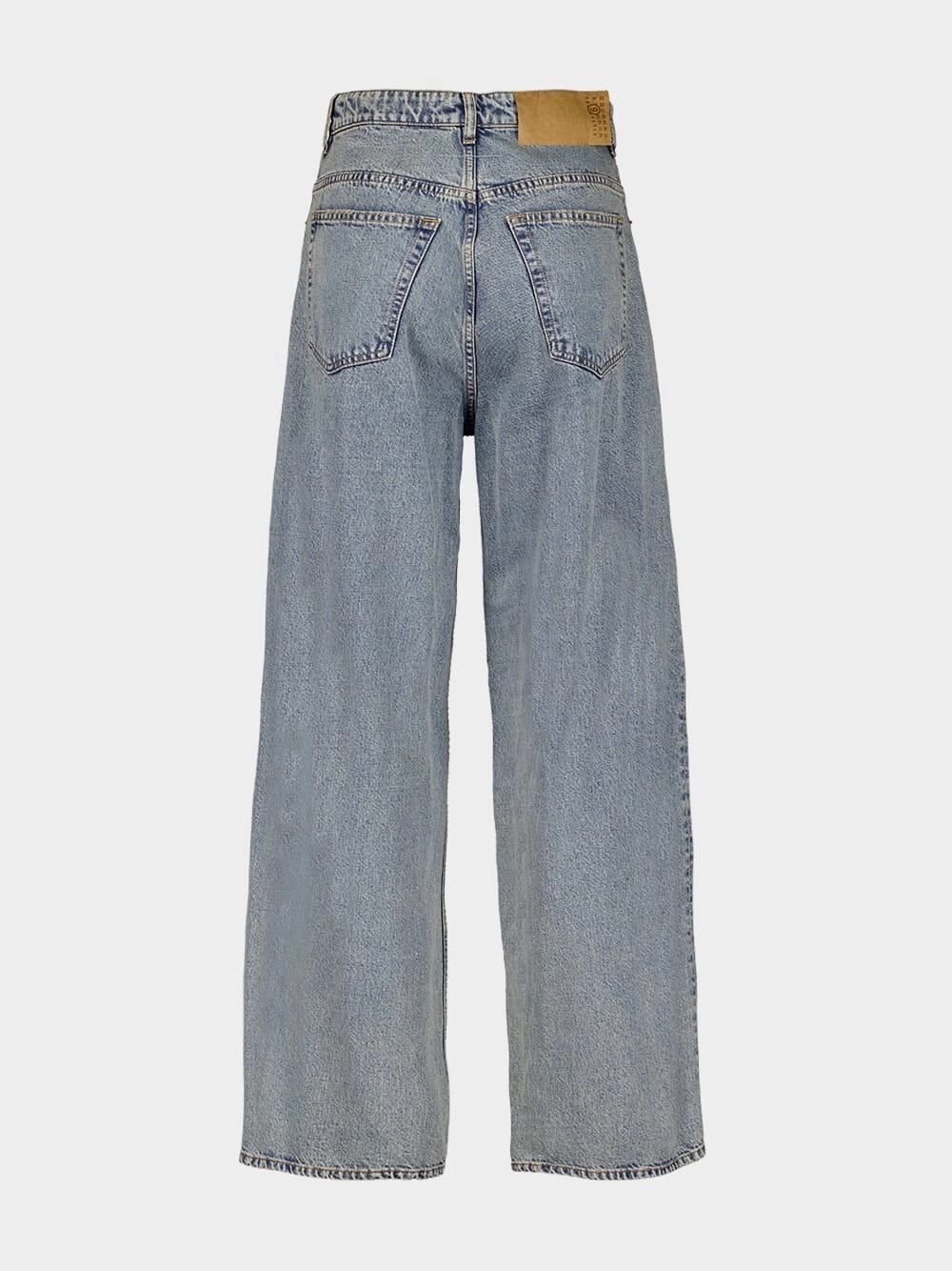 Light Blue Pleated Wide Leg 5-Pocket Jeans