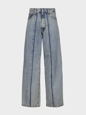 Light Blue Pleated Wide Leg 5-Pocket Jeans Bottoms Mens - cheap mens shorts online