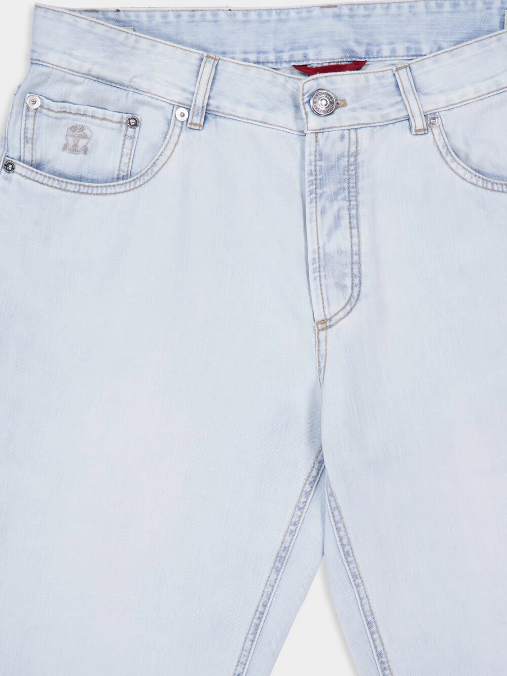 Light Blue Washed Cuffed-Hem Jeans