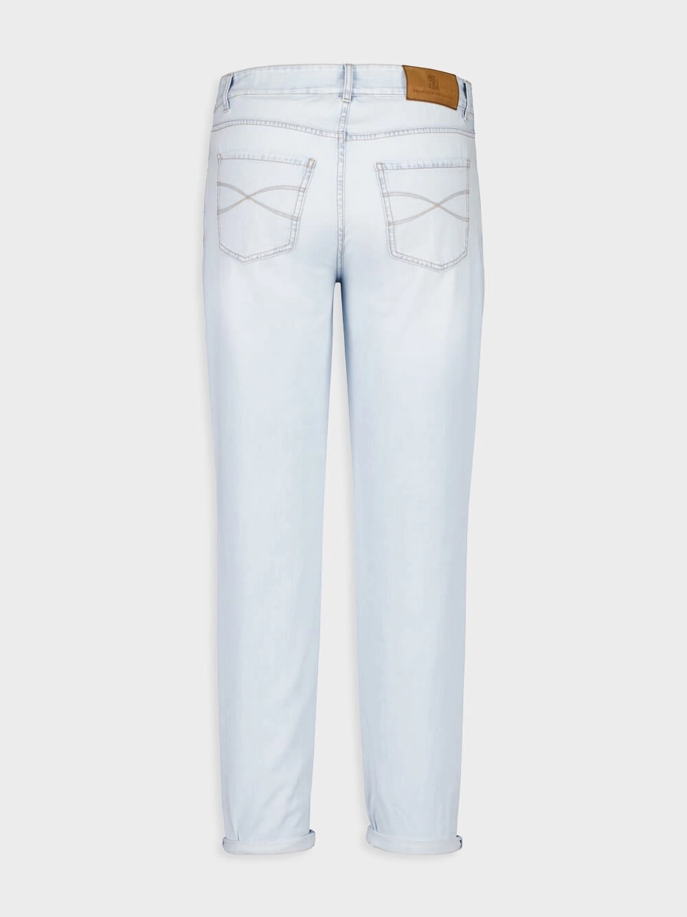 Light Blue Washed Cuffed-Hem Jeans