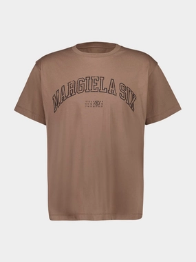 Light Brown Varsity Print T-Shirt Tops Mens - flannel shirts