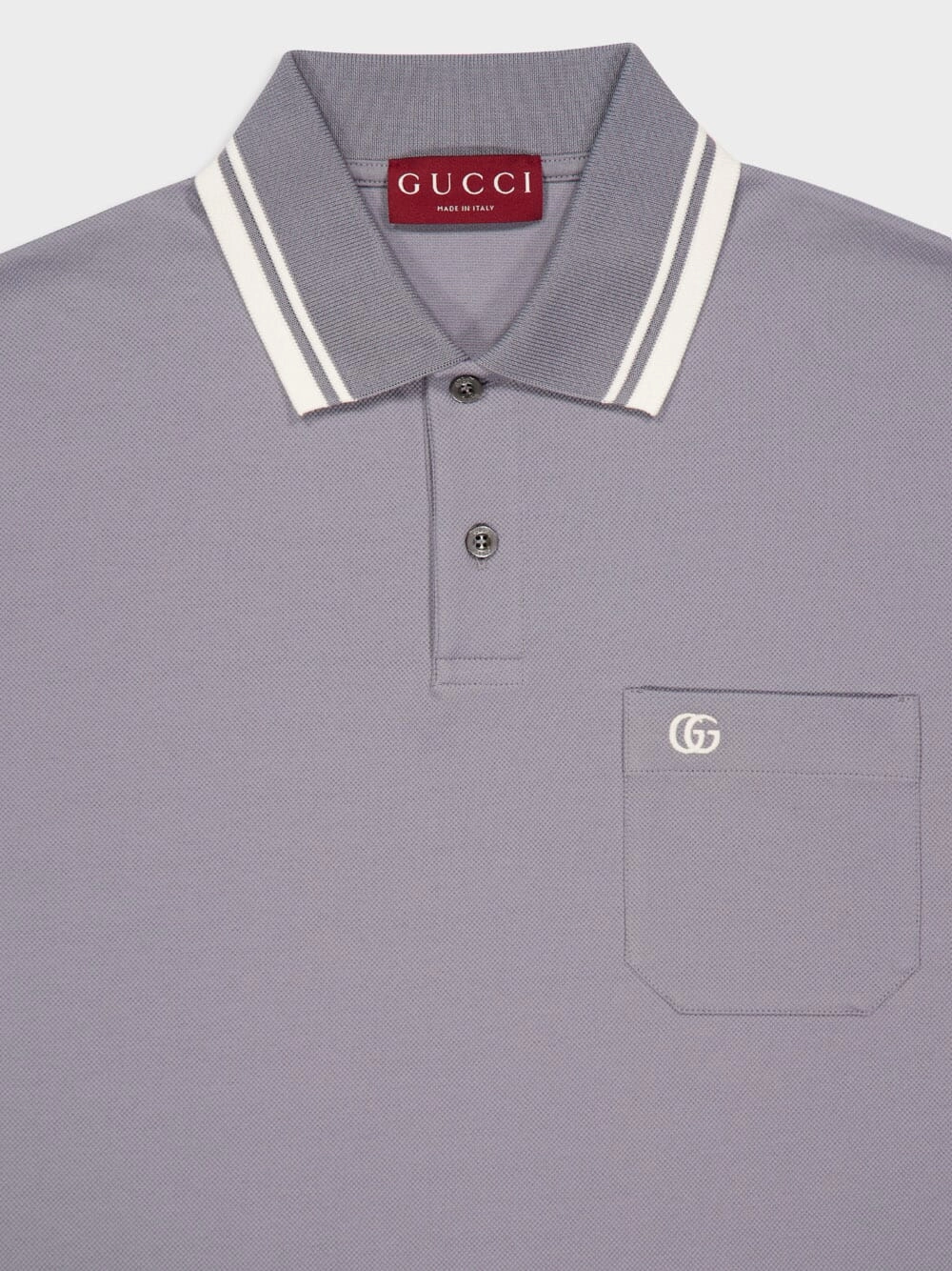 Light Grey Cotton Polo Shirt with Web