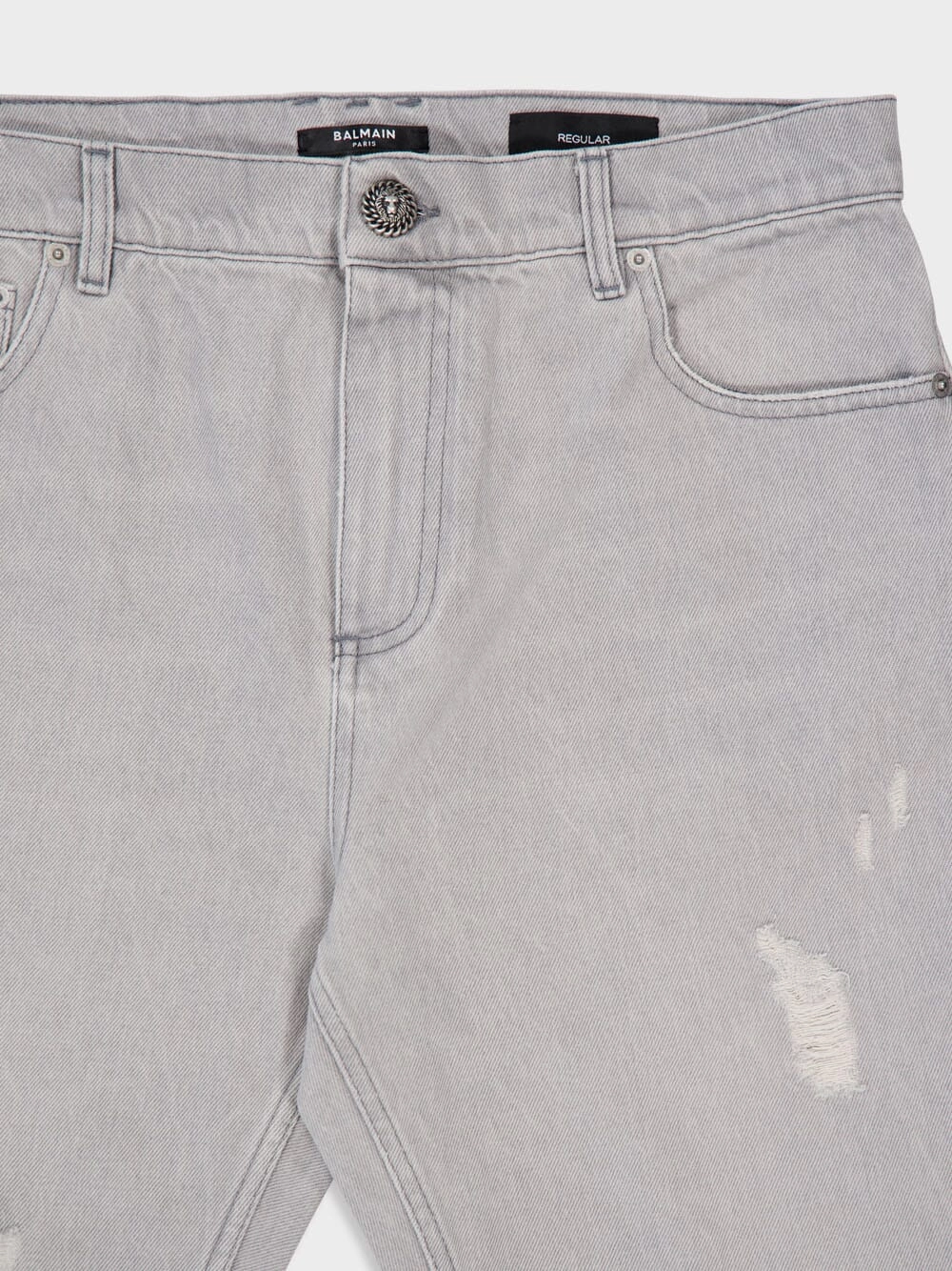Light Grey Straight-Cut Denim Jeans