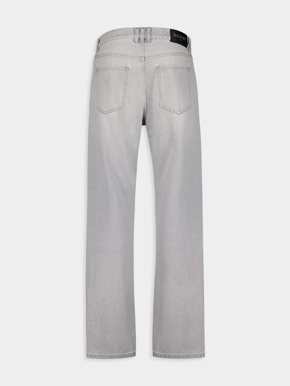 Light Grey Straight-Cut Denim Jeans