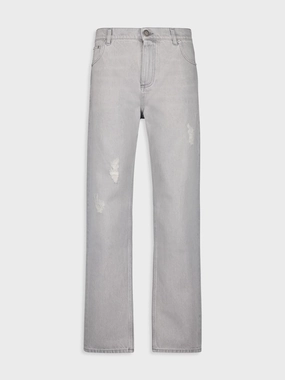 Light Grey Straight-Cut Denim Jeans Bottoms Mens - cheap mens shorts online