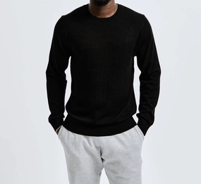 Lightweight Merino Harry Crewneck In Black knit sweaters cheap