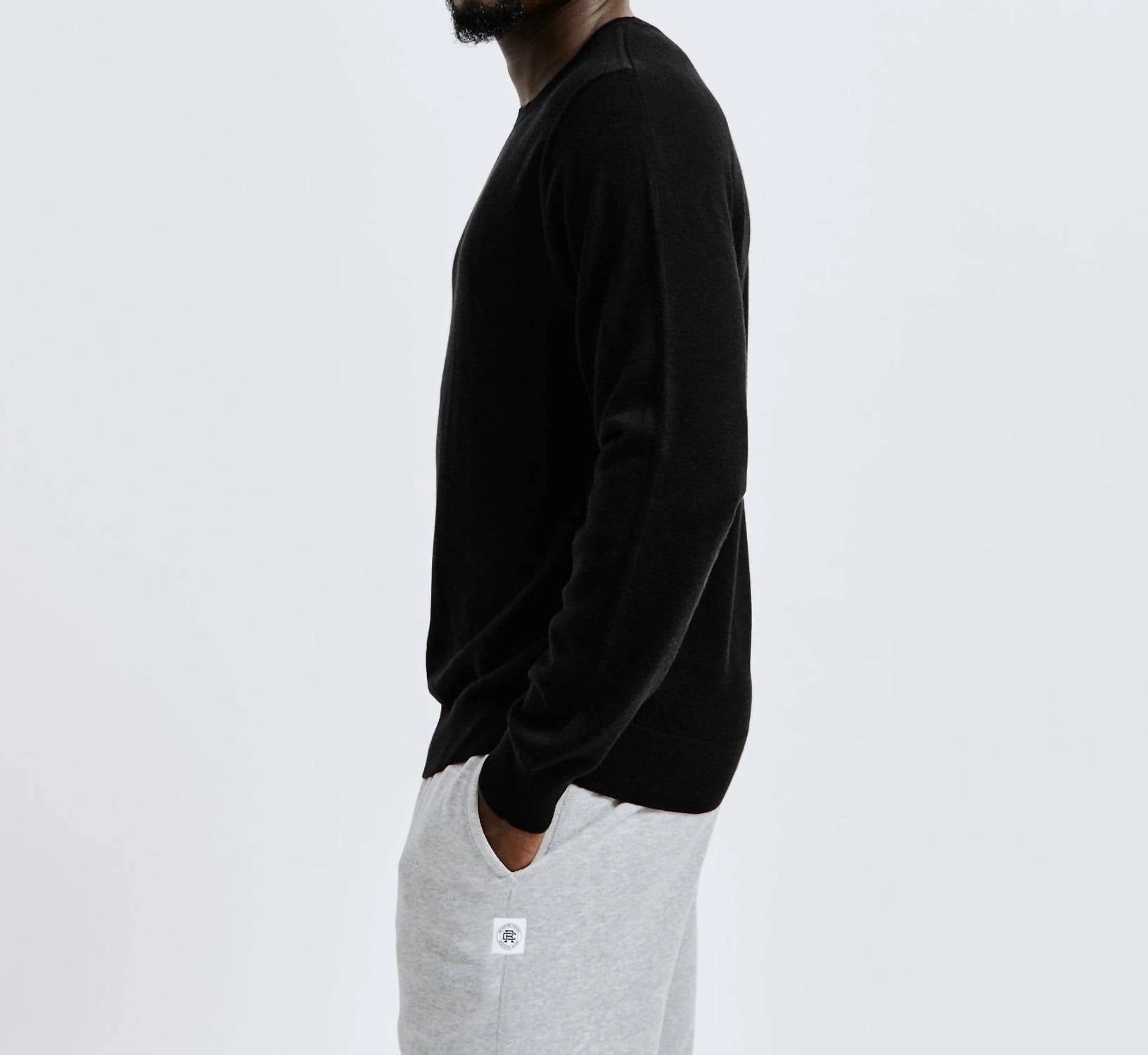 Lightweight Merino Harry Crewneck In Black