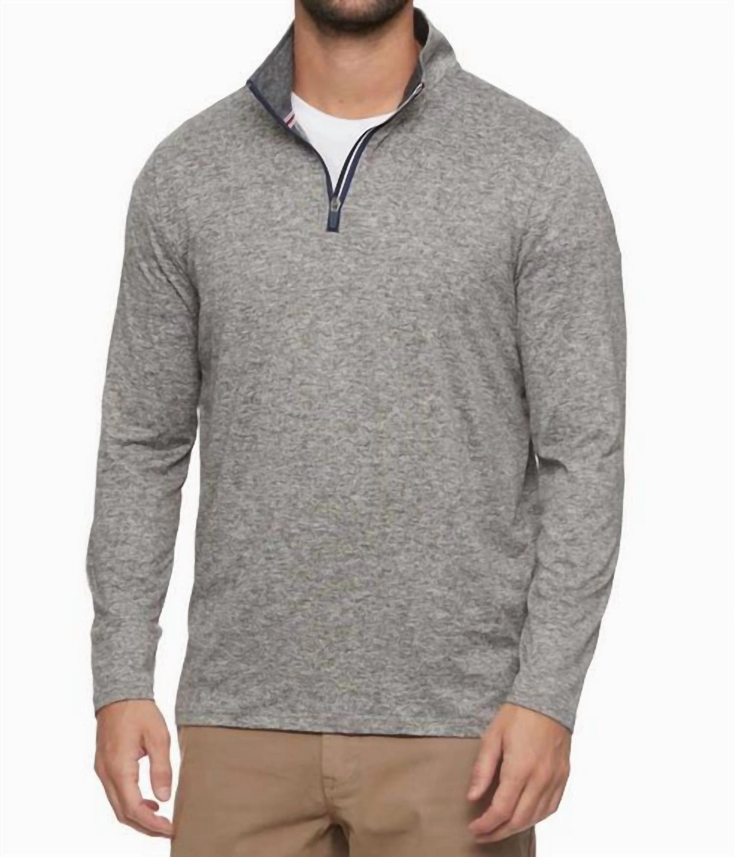 Lightweight Performance 1/4 Zip Sweater In Grey Heather knit sweaters cheap