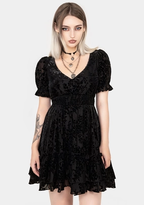 Lilias Devor Velour Mesh Tiered Mini Dress Dresses Womens - women's dresses clearance