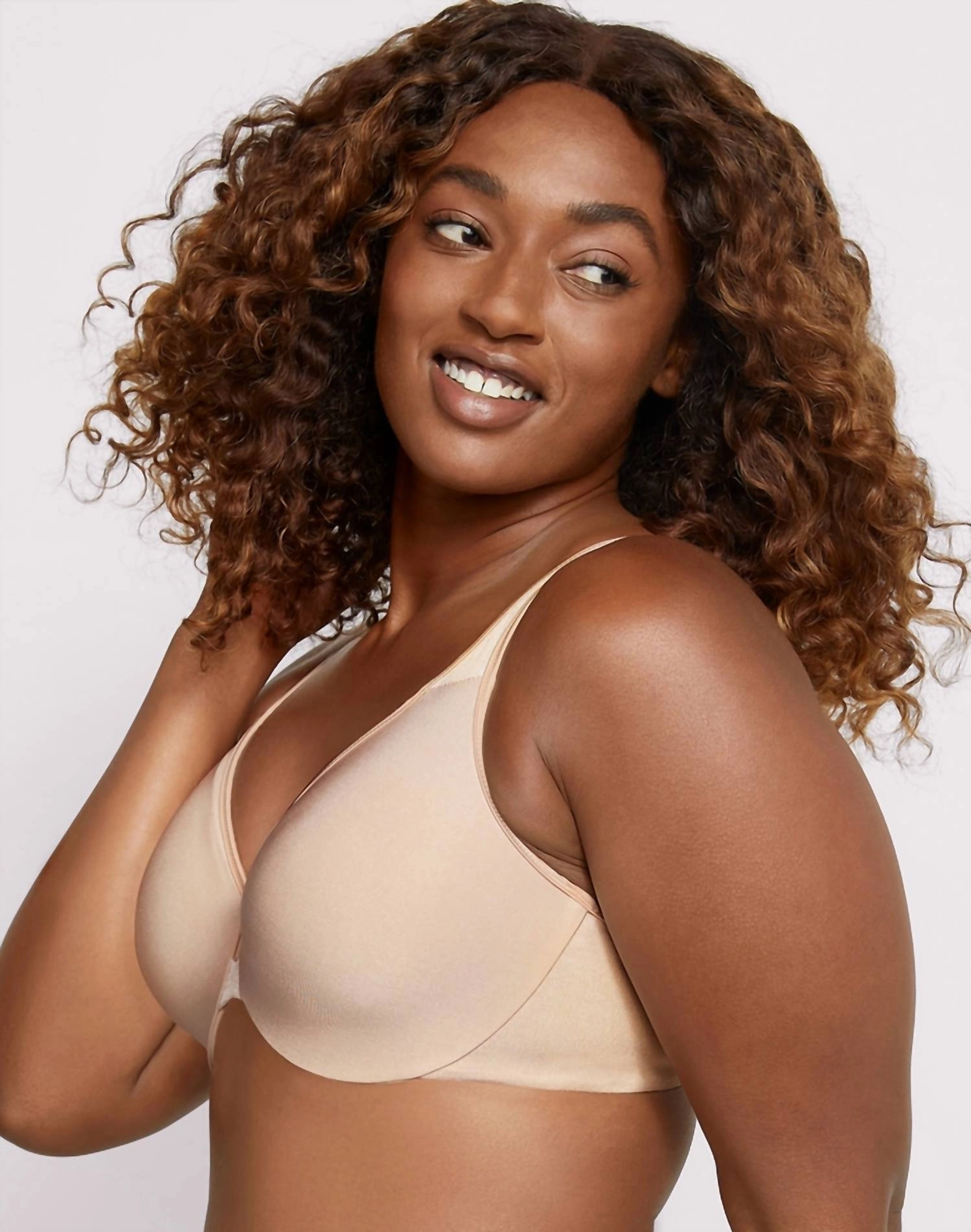 Lilyette Minimizer Plunge Into Comfort Keyhole Underwire Bra In Taupe