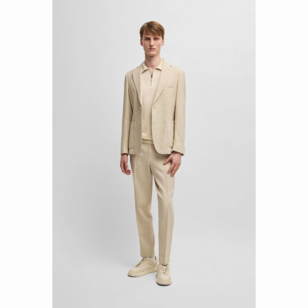 Linen-blend sweater with zip placket