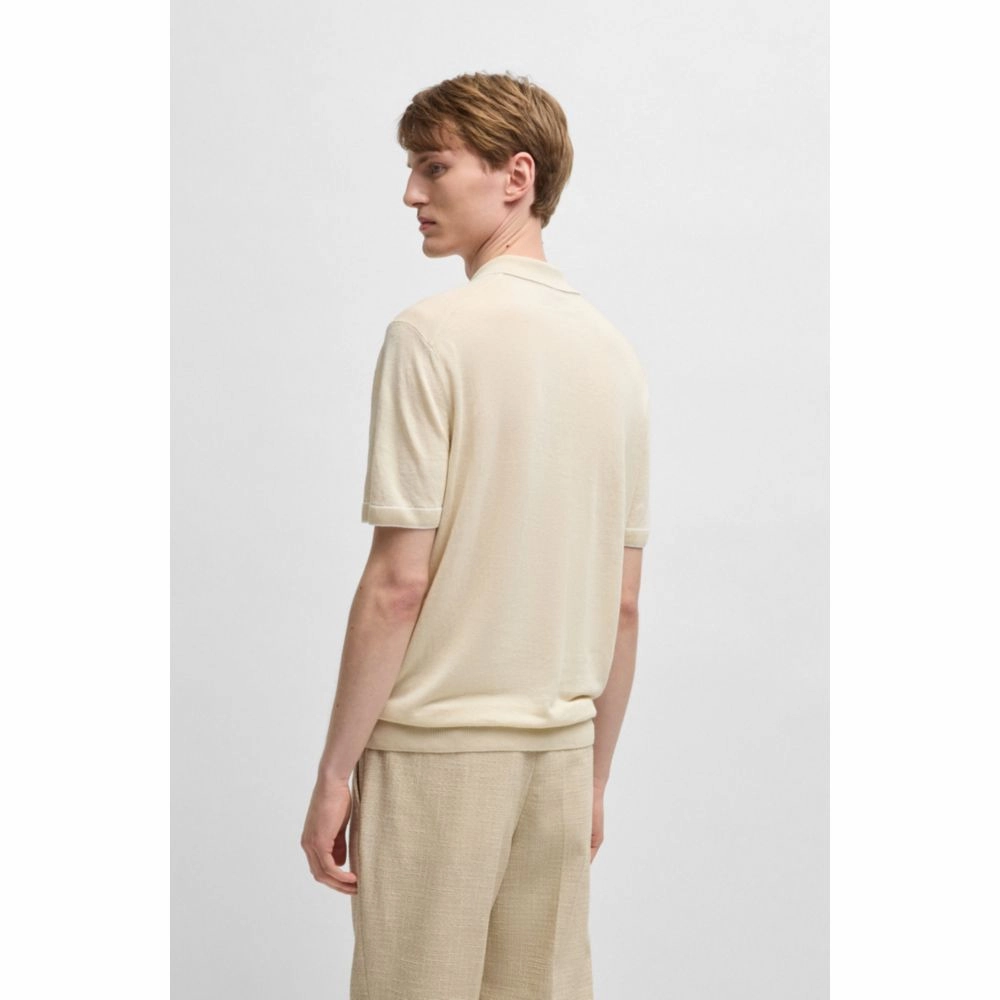 Linen-blend sweater with zip placket