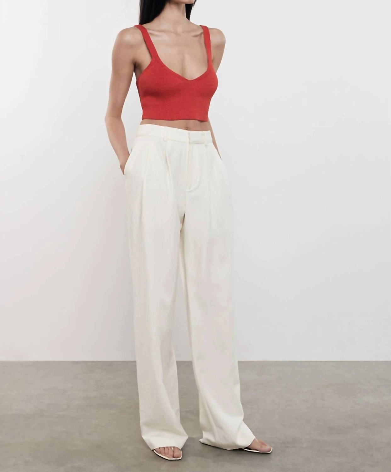 Linen Knit Bralette In Poppy