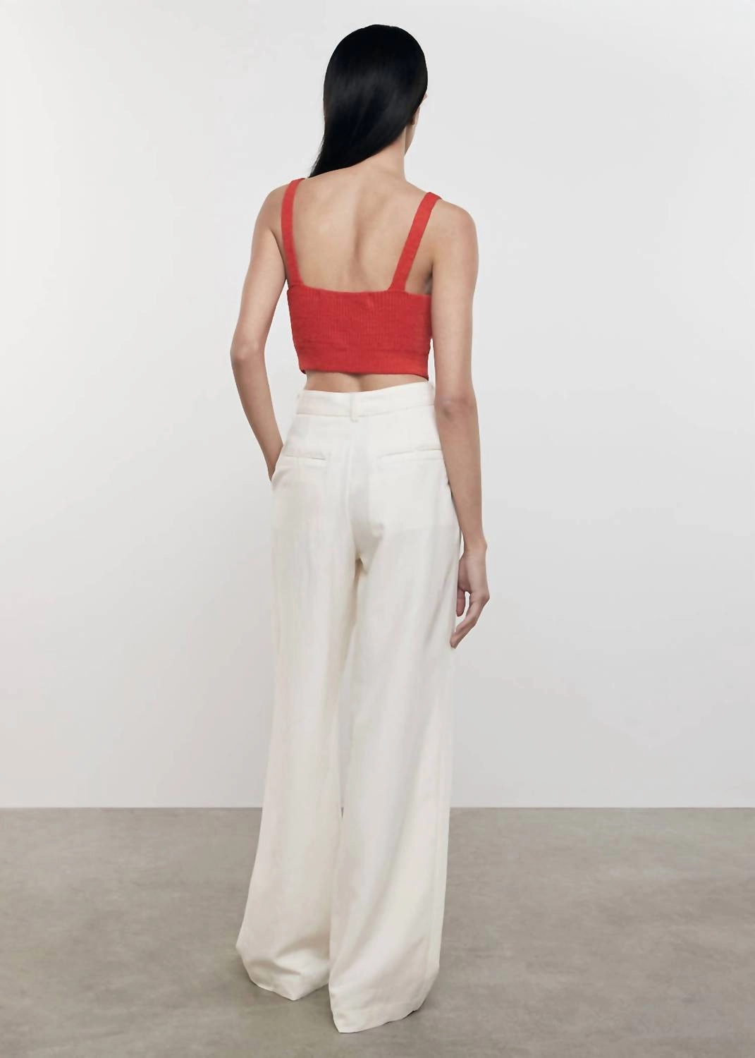 Linen Knit Bralette In Poppy