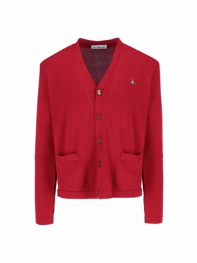 Logo Red & Cashmere Cardigan ?C Red winter sweaters outlet