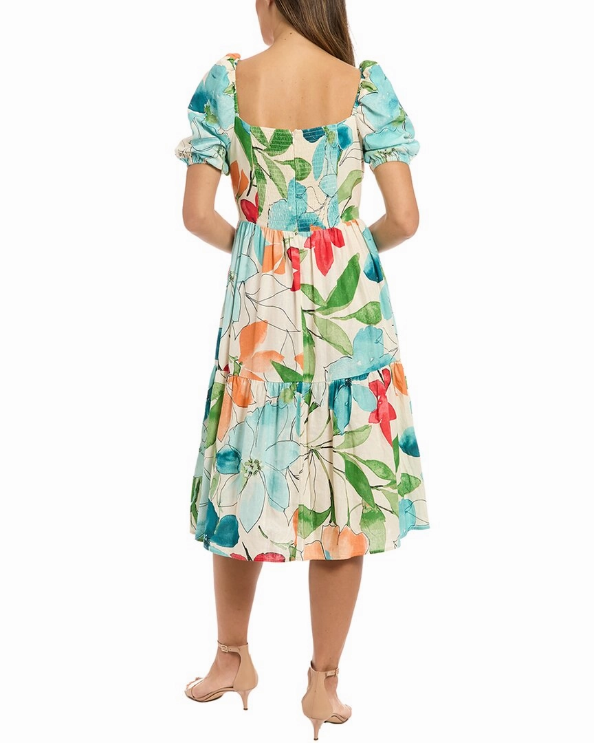 London Times Linen-Blend A-Line Dress