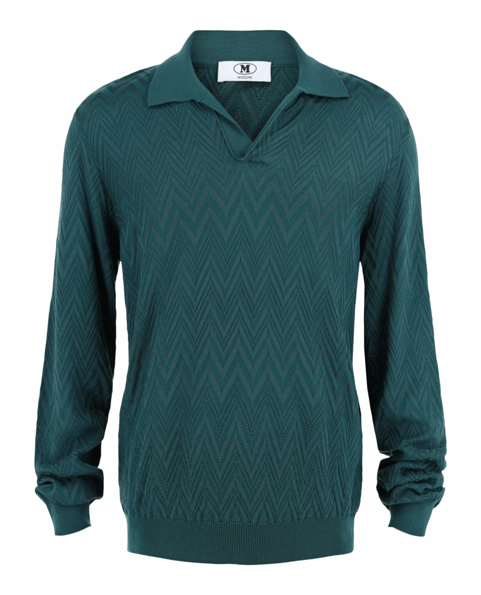 Long Sleeve Zig Zag Knit Polo Shirt knit sweaters cheap