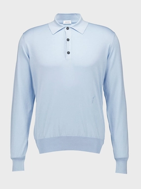 Long-Sleeved Silk Blend Polo Tops Mens - men's t-shirts outlet