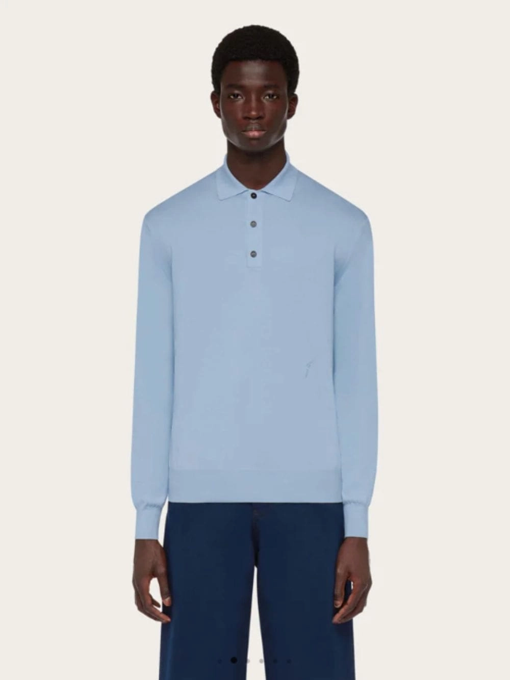 Long-Sleeved Silk Blend Polo