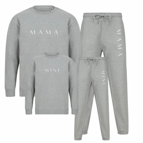 Lounge Mama & Mini Matching Sweatshirt & Jogger Sets- Grey Holiday Collection - holiday outfits clearance