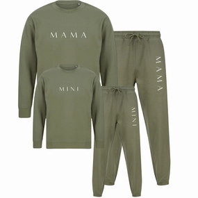 Lounge Mama & Mini Matching Sweatshirt & Jogger Sets- Khaki Holiday Collection - holiday outfits clearance