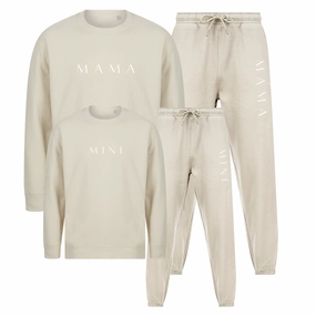 Lounge Mama & Mini Matching Sweatshirt & Jogger Sets- Light Stone Holiday Collection - holiday outfits clearance