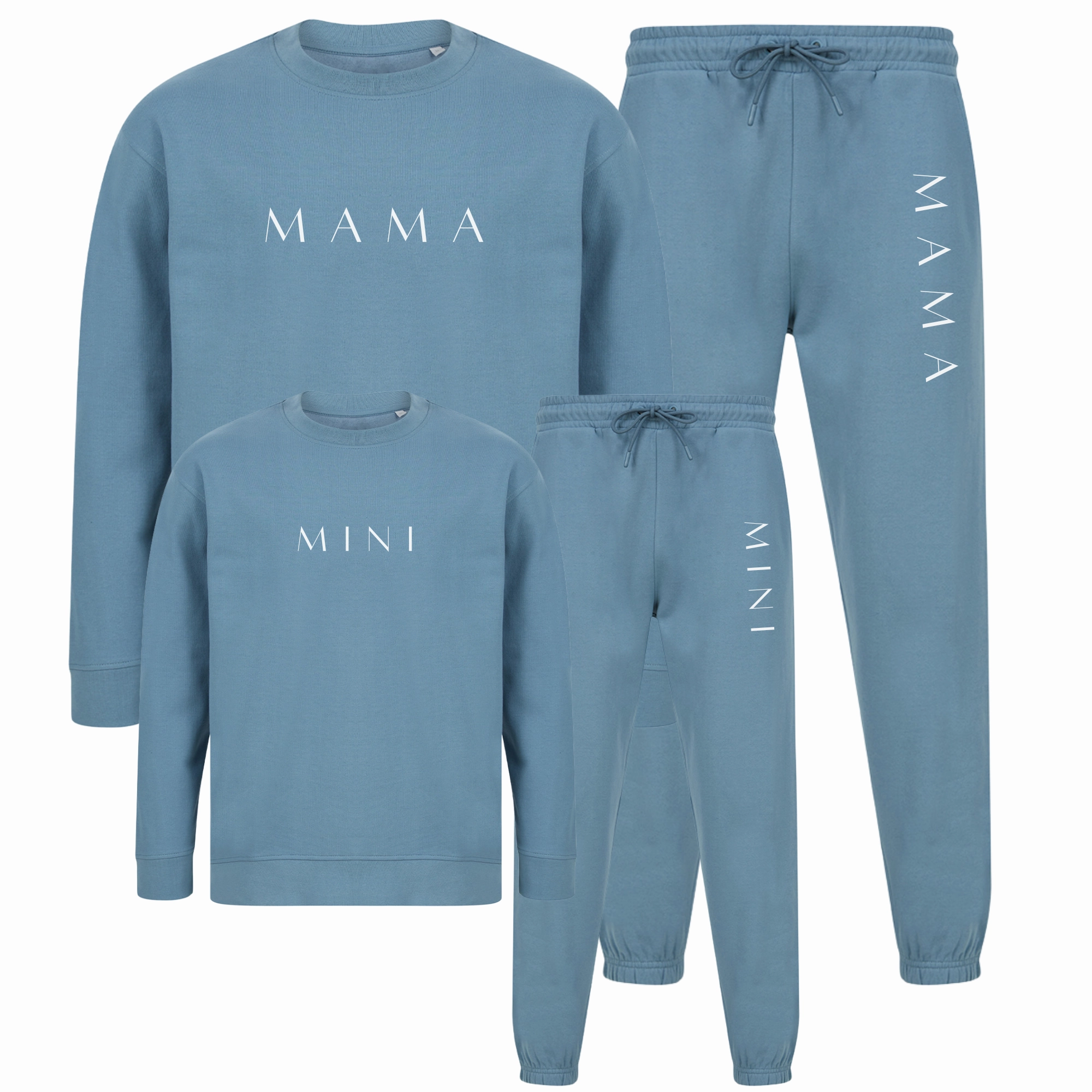 Lounge Mama & Mini Matching Sweatshirt & Jogger Sets- Stone Blue Holiday Collection - holiday outfits clearance