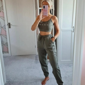 Lounge Mama Cropped Cami & Jogger Set Holiday Collection - holiday outfits clearance