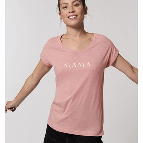 Lounge Mama Roll-Sleeve Slub T-Shirt Holiday Collection - holiday outfits clearance