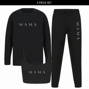 Lounge Mama Sweatshirt, Cropped Cami & Jogger 3 Piece Set Holiday Collection - holiday outfits clearance
