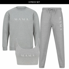 Lounge Mama Sweatshirt, Cropped Cami & Jogger 3 Piece Set Holiday Collection - holiday outfits clearance