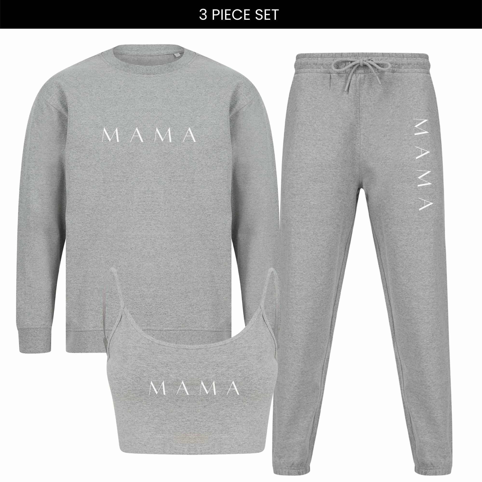 Lounge Mama Sweatshirt, Cropped Cami & Jogger 3 Piece Set Holiday Collection - holiday outfits clearance