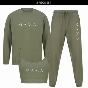 Lounge Mama Sweatshirt, Cropped Cami & Jogger 3 Piece Set Holiday Collection - holiday outfits clearance