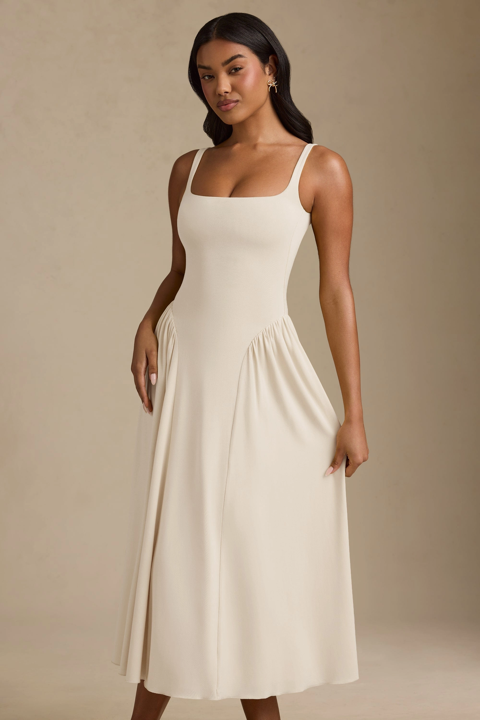 Low-Back A-Line Midaxi Dress in Ivory Dresses outlet online