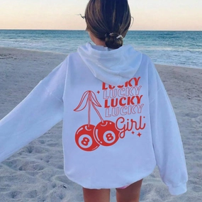 Lucky Cherries Back Logo Hoodie Holiday Collection - vacation wear sale
