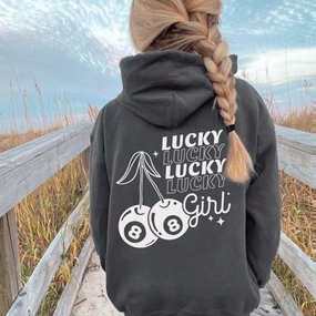 Lucky Cherries Back Logo Hoodie Holiday Collection - vacation wear sale