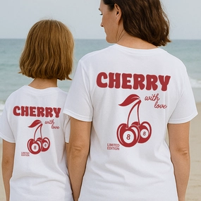 Lucky Cherries Back Logo Matching T-Shirts Holiday Collection - vacation wear sale