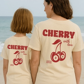 Lucky Cherries Back Logo Matching T-Shirts Holiday Collection - vacation wear sale
