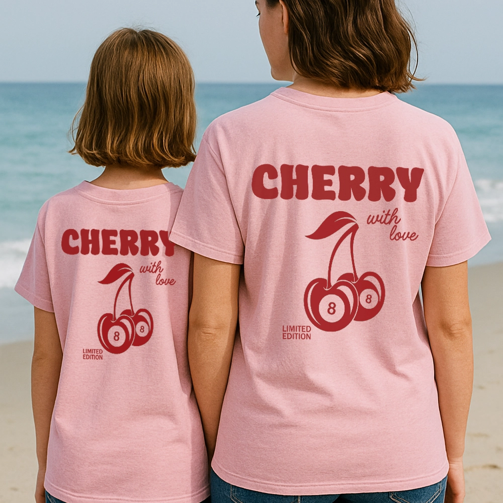 Lucky Cherries Back Logo Matching T-Shirts Holiday Collection - vacation wear sale
