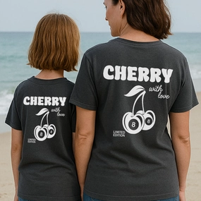 Lucky Cherries Back Logo Matching T-Shirts Holiday Collection - vacation wear sale