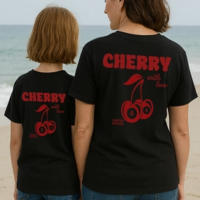 Lucky Cherries Back Logo Matching T-Shirts Holiday Collection - vacation wear sale