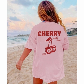 Lucky Cherries Back Logo T-Shirt Holiday Collection - vacation wear sale