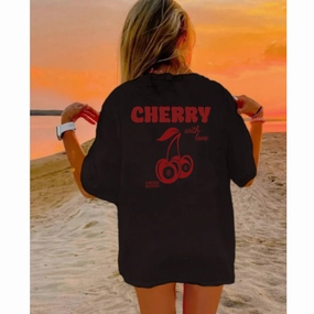 Lucky Cherries Back Logo T-Shirt Holiday Collection - vacation wear sale