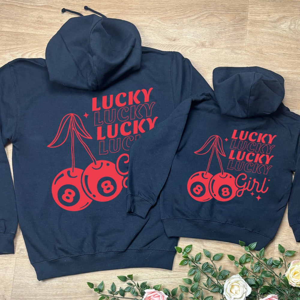 Lucky Cherries Mum Matching Back Hoodies Navy Holiday Collection - vacation wear sale